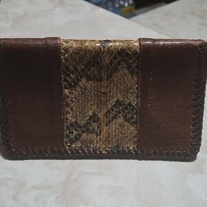 Brown Leather and Real Snake Skin Wallet